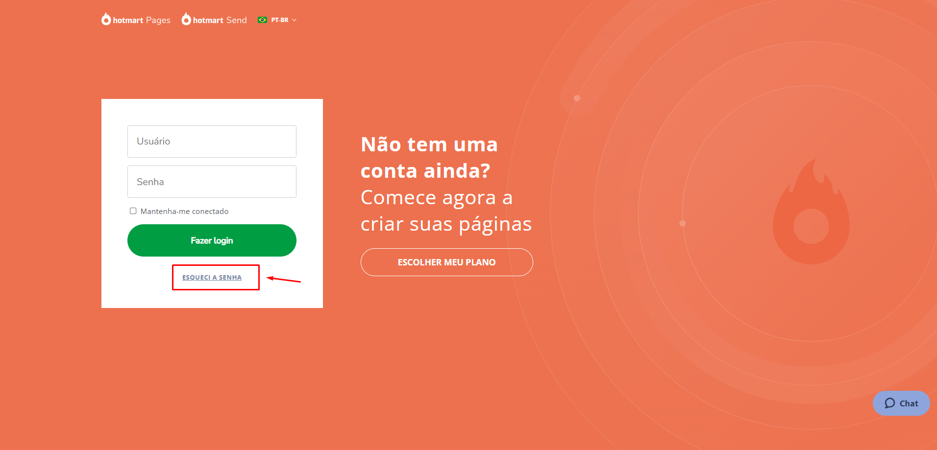 Não consigo entrar (login)