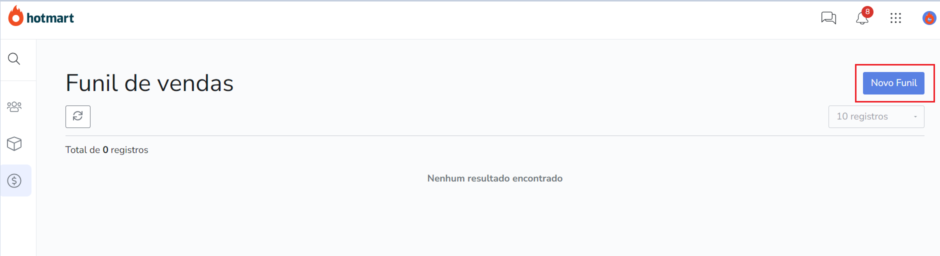 captura de tela hotmart