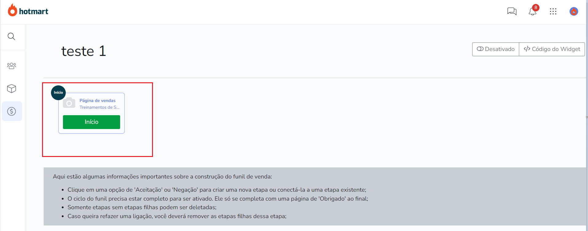 captura de tela hotmart
