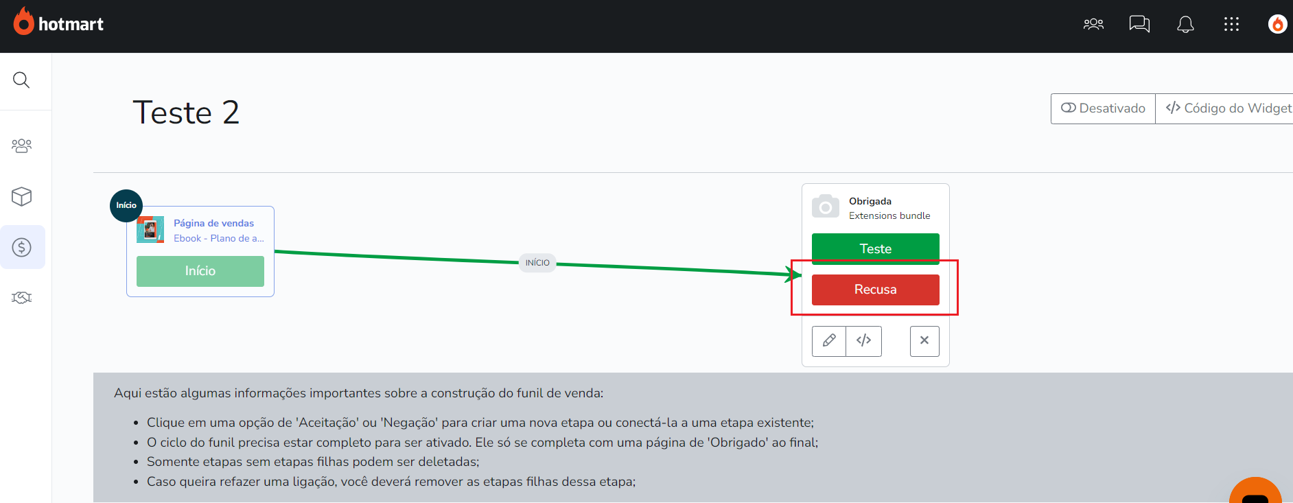 captura de tela hotmart
