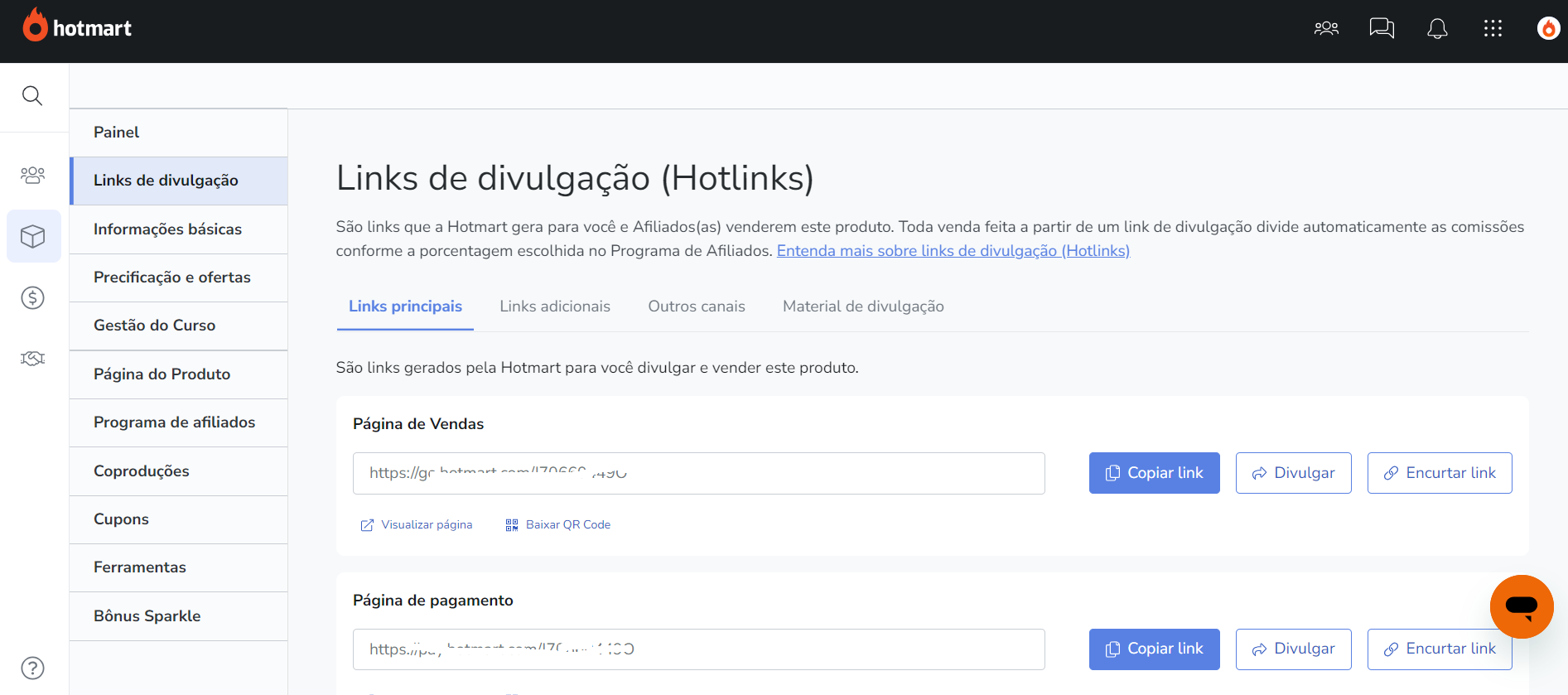 captura de tela hotmart